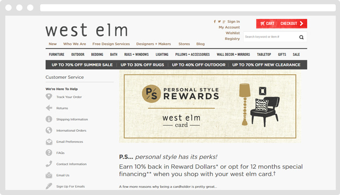 Hoe je met een loyaliteitsprogramma het verlaten van winkelmandjes voorkomt - West Elm